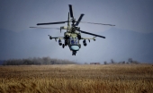 Учебно-тренировочные полеты боевых вертолетов Ка-52 на авиабазе "Черниговка"